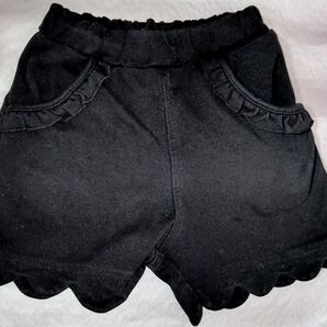 子供用 ショートパンツ 黒 フリル スカラップ サイズ110cm
