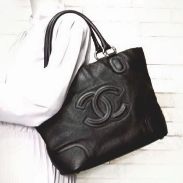 26万→CHANEL/シャネル■ソフトキャビアスキン デカココマーク ショルダートートバッグ■ブラック/黒 *シリアルシール有