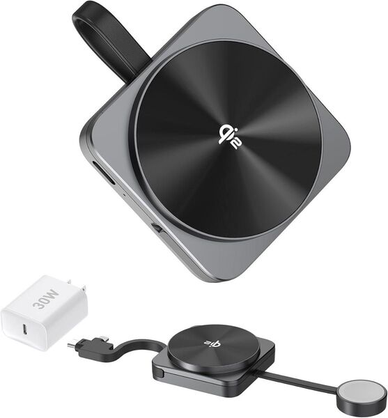新品 Qi2 15W 4 in 1 マグセーフ MagSafe ワイヤレス 充電器 30W アダプター&1mケーブル付き ブラック