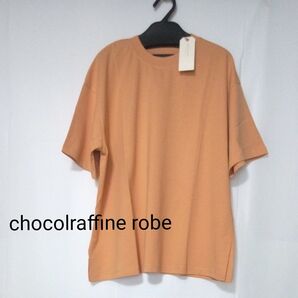 chocolraffine robe ドロップショルダー プルオーバー カットソー 半袖 Tシャツ ゆったり オレンジ系