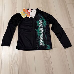 【未使用】最強王図鑑 ラッシュガード 130 長袖 キッズ ジップアップ 水陸両用 ブラック 7254813MH タグ付