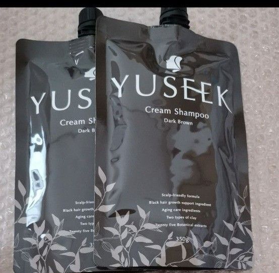 YUSEEK クリームシャンプー 白髪用ヘアマニキュア 黒染め シャンプー トリートメント 350g ダークブラウン2袋