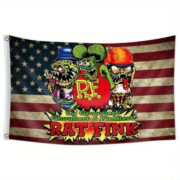 新品! 迅速発送! RAT FINK タペストリー アメリカ国旗デザイン 旗 フラッグ