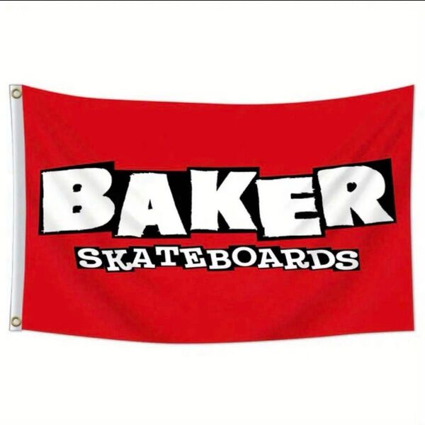 新品! 迅速発送! BAKER skateboard ベイカー フラッグ 旗 バナー スケボー レッドベース