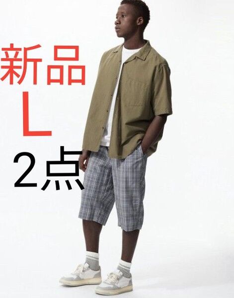 新品 UNIQLO ユニクロ メンズ ステテコ リラックス フィット ルームウエア 部屋着 カジュアル 快適 前閉じ 2点 L