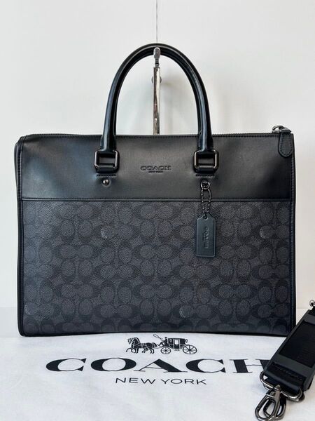 【美品】定価5.2万 コーチ メンテ済み COACH ビジネス バッグ レザー 本革 ショルダーバッグ ブリーフケース 2way