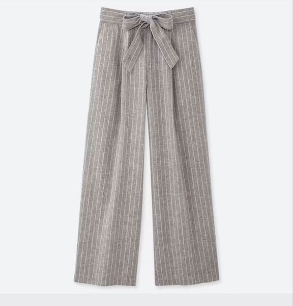 UNIQLOユニクロ ベルテッドリネンコットンワイドストレートパンツ