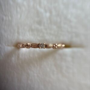 K10 0.02ct ダイヤモンドリング 10号サイズ お花 ピンクゴールド