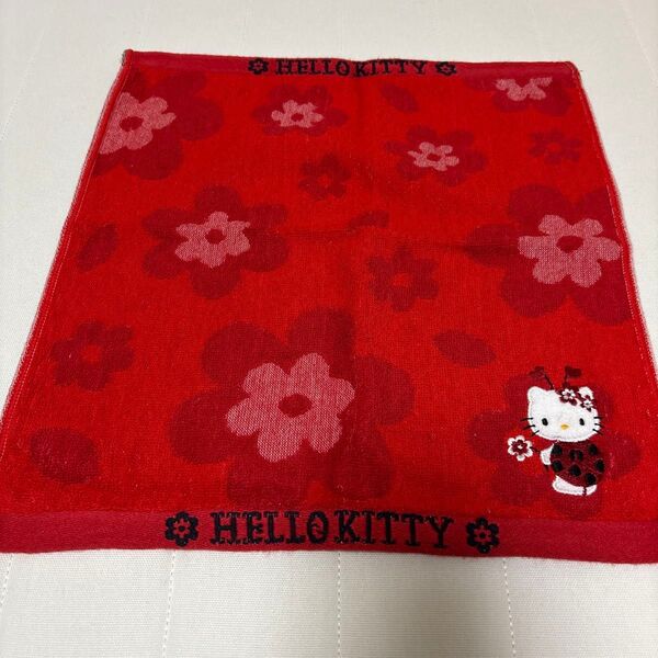 HELLO KITTY ハローキティー ハンカチ タオル 赤 レトロ てんとう虫 タオルハンカチ ハンドタオル