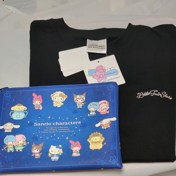 【新品未使用】リトルツインスターズ キキララ 50周年記念 Tシャツとマルチケース 2個セット
