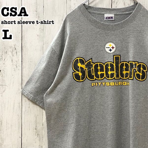 CSA US アメリカ古着 NFL ピッツバーグ・スティーラーズ プリント 半袖Tシャツ L