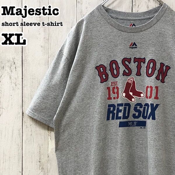 マジェスティック US アメリカ古着 ボストン・レッドソックス プリント 半袖Tシャツ XL