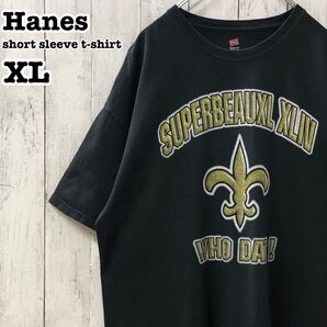 ヘインズ US アメリカ古着 フェード NFL ニューオリンズ・セインツ プリント 半袖Tシャツ XL