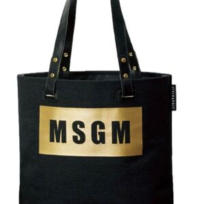 MSGM エムエスジーエム トートバッグ ブラック ロゴ ゴールドロゴ ハンドバッグ