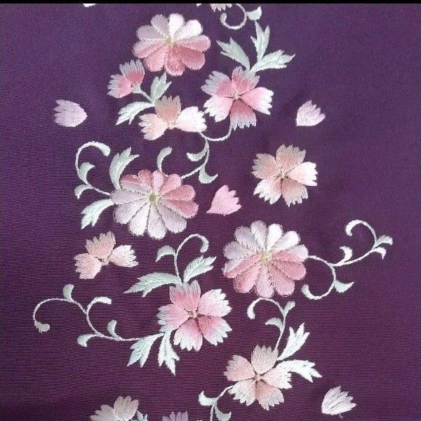 半襟 半衿 花柄 さくら 桜 刺繍 紫 着物 浴衣 成人式 卒業式 花嫁 紫 ビンク お洒落 粋 可愛い