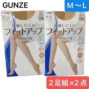 【新品2足組×2点】GUNZE ビーナスレッグ フィットアップ 伝線しにくい UV対策 ヌードベージュ M〜L ¥1,496