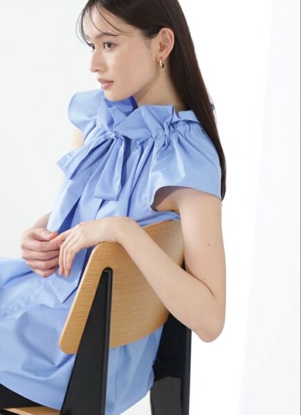 NATURAL BEAUTY BASIC フレンチスリーブビッグボウブラウス リボンブラウス ボウタイブラウス