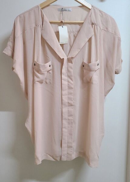 新品タグ付!定価約10000円 CAPRICIEUX LE'MAGE 開襟シフォンブラウス シアートップス オーバーシャツ