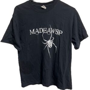 スパイダー プリント Tシャツ XLサイズ メンズ ブラック 黒 丸襟 半袖 ロック パンク メタル ライブ バンド 蜘蛛