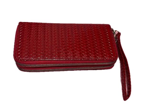 メッシュ素材の長財布 メッシュ レッド 赤 長財布 ファッション 小銭入れ 財布 レディース メンズ ロングウォレット