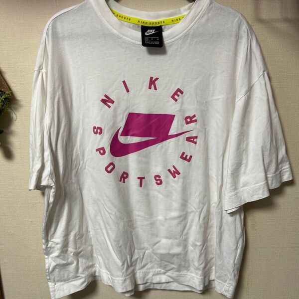 NIKE ナイキ スポーツウェア Tシャツ 半袖 xlサイズ ホワイト ピンク ロゴ