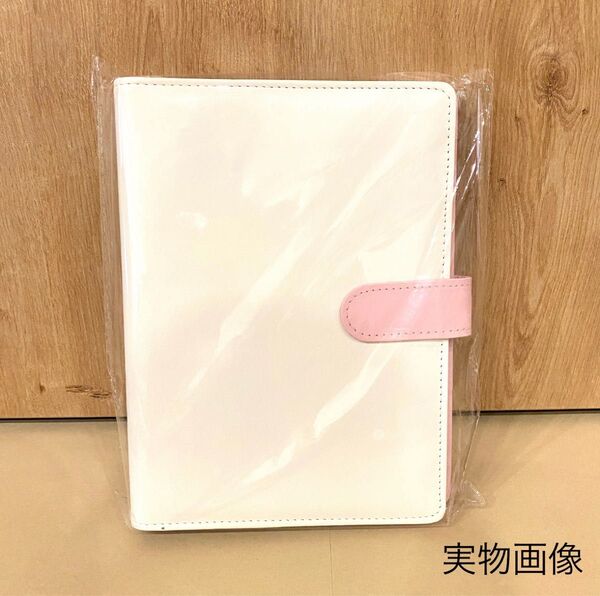 A5 6穴 バインダー トレカ収納 推し活 マカロン トレカファイル 手帳 韓国 ホワイトピンク