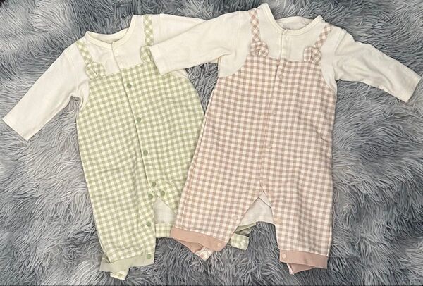 ベビー ロンパース カバーオール 70 双子 兄弟 姉妹 セット 2枚セット 女の子