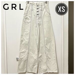 GRLグレイル ネイビーステッチワイドパンツ コットン100% 生成りサイズXS