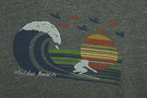 【woodbury】Malibu Beach　マリブ　Tシャツ　 サイズM　アメリカ製 サーフィン California カリフォルニア 波 杢グレー 波乗り_画像3