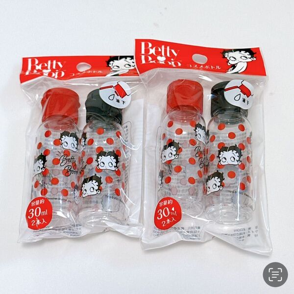 ベティ・ブープ コスメボトル 2本セット 30ml レッド ブラック ドット ベティちゃん 旅行