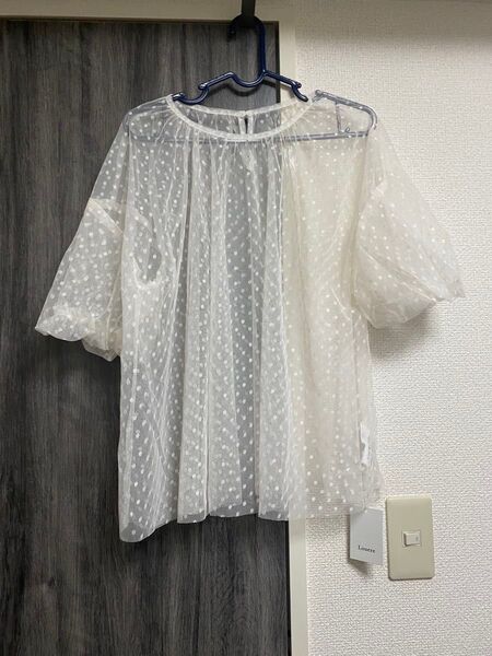 Louere ルエレ ドット柄チュールシアーバルーンスリーブブラウス 新品