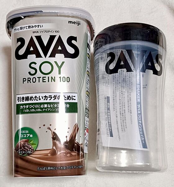 シェイカー付!! ザバス(SAVAS) ソイプロテイン100 ココア味 224g 明治