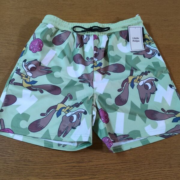 W☆新品☆ディズニー☆ズートピア☆ハーフパンツ☆半ズボン☆サイズM☆グリーン・ニック柄☆男性用☆No.2661