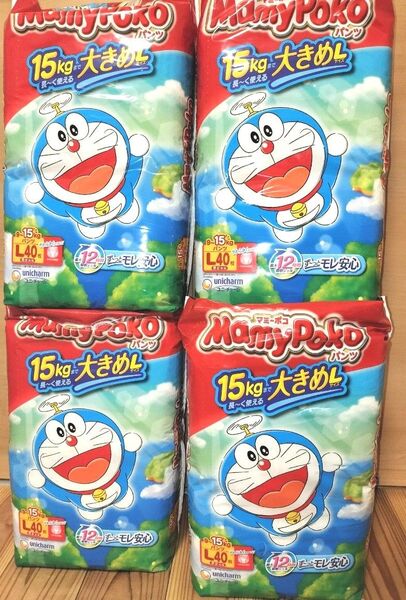 マミーポコパンツ オムツ ドラえもん Lサイズ 9〜15kg 4袋セット 160枚