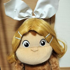 鏡音リン コスプレ 大きめリボン カチューシャ 白 02シール付き 付け爪+シール付き ※おさるのジョージはつきません。※