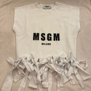 MSGM エムエスジーエム フリンジリボンTシャツ