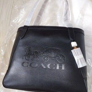 新品未使用 ~COACH~ レザートートバッグ 黒×レッド【定価 77,000-円 メンズ 肩掛けトートバッグ コーチトート