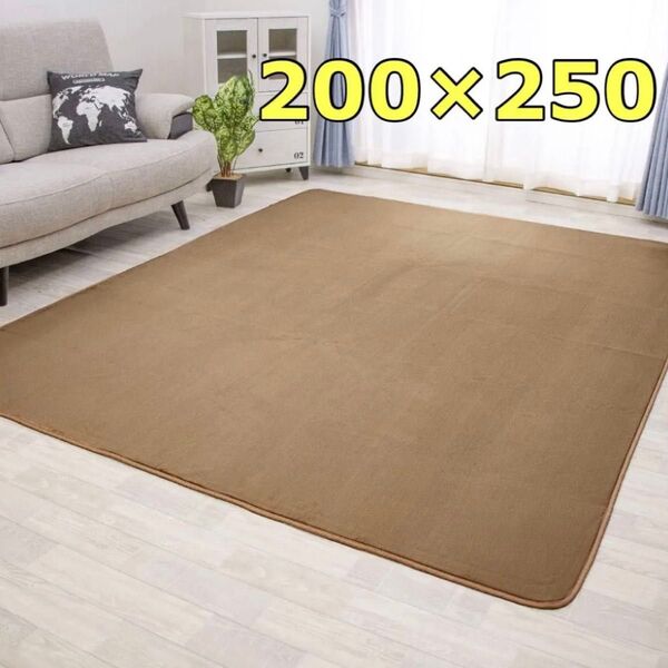 カーペット ラグ 200×250 ブラウン オールシーズン 洗濯可 滑り止め付き 軽量