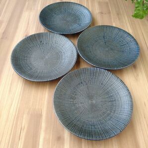 濃藍十草 軽量皿・4枚 美濃焼〈新品・未使用〉