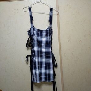 サイドリボンチェック柄 キャミソールワンピース