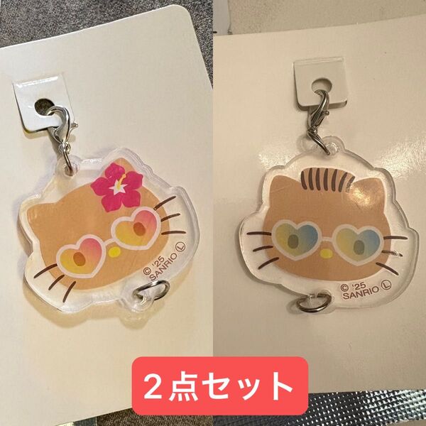 サンリオ ハローキティ アクリルミニチャーム 2点セット キーホルダー ダニエル ギャル男 ギャル 日焼けキティ セリア ダイソー