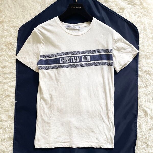 美品 Christian Dior クリスチャンディオール Tシャツ シグネチャーバンドロゴ ホワイト サイズS