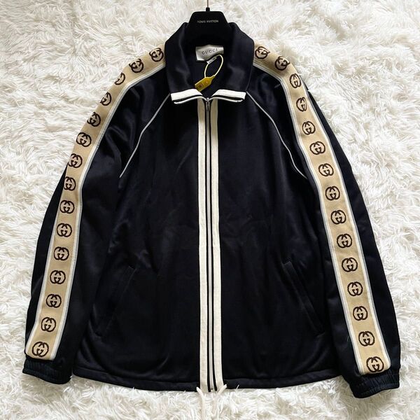 美品 GUCCI グッチ ジャージ インターロッキング GG Lサイズ ブラック 長袖 オーバーサイズ