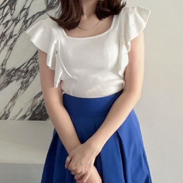 ラッフルビジューニットトップス dazzlin