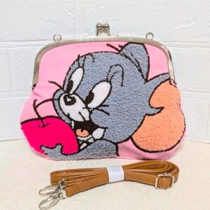 トムとジェリー がま口 ショルダーバッグ ピンク タフィー 約26×20cm