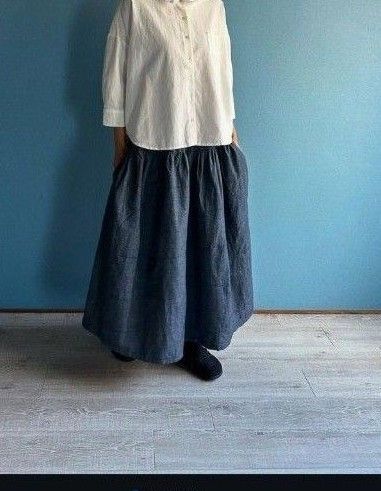 高城染工blue in gleenインディゴパッチワークきりかえギャザースカート