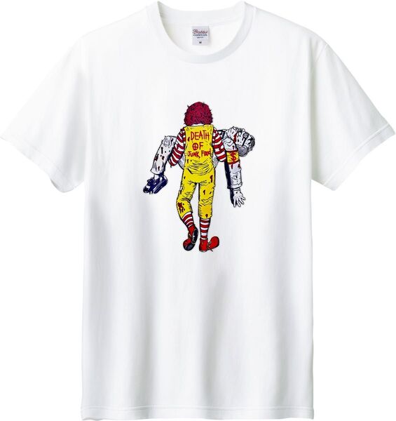 DEATH OF JUNK FOOD Tシャツ ホワイト M-XL 綿100% 5.6オンス パロディ 面白い ネタ カーネル