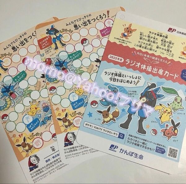 ポケモン ラジオ体操出席カード 2025年度 3枚セット ラジオ体操カード