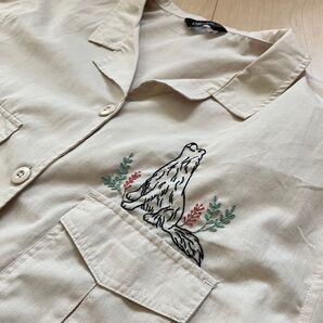 手刺繍入り 半袖ロングシャツ ゴールデンレトリバー