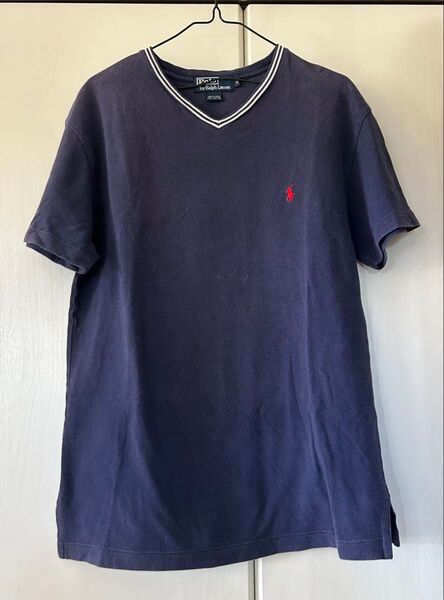 ラルフローレン Ralph Lauren 紺 Vネック カットソー Tシャツ Mサイズ POLO LAUREN
